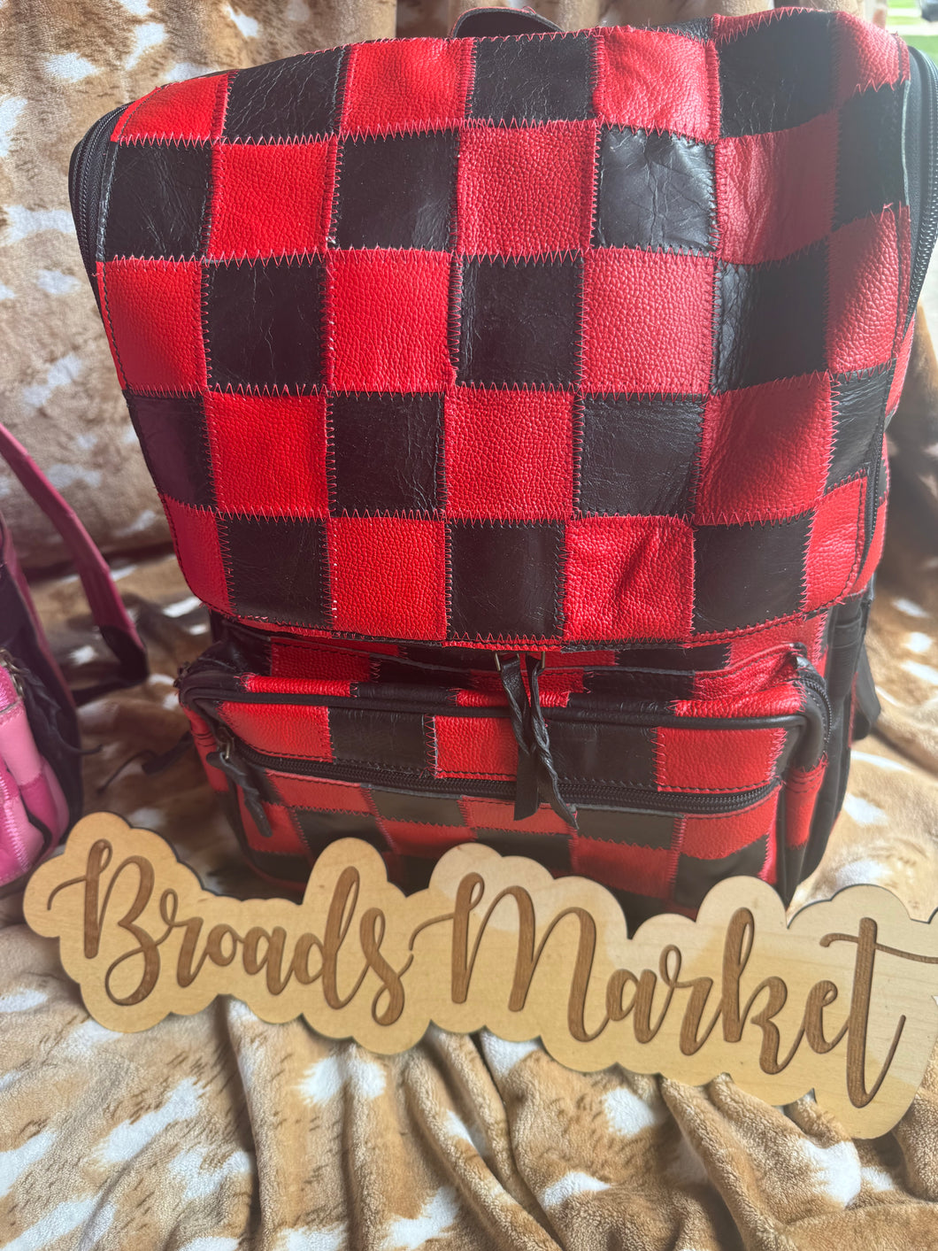 Checkered Leather Backpacks