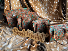 Load image into Gallery viewer, Turquoise Tooled Leather Speedy Purse
