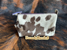 Load image into Gallery viewer, Cowhide Cosmetic Zip Pouches
