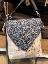 Load image into Gallery viewer, BA2825 Tooled Floral Flap Cowhide Crossbody Purse
