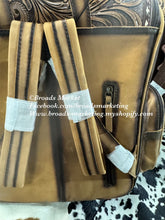 Load image into Gallery viewer, Cowhide &amp; Leather Tooled Large Backpack
