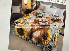 Load image into Gallery viewer, Sadie Sunflower Highland Cow S20 Blanket
