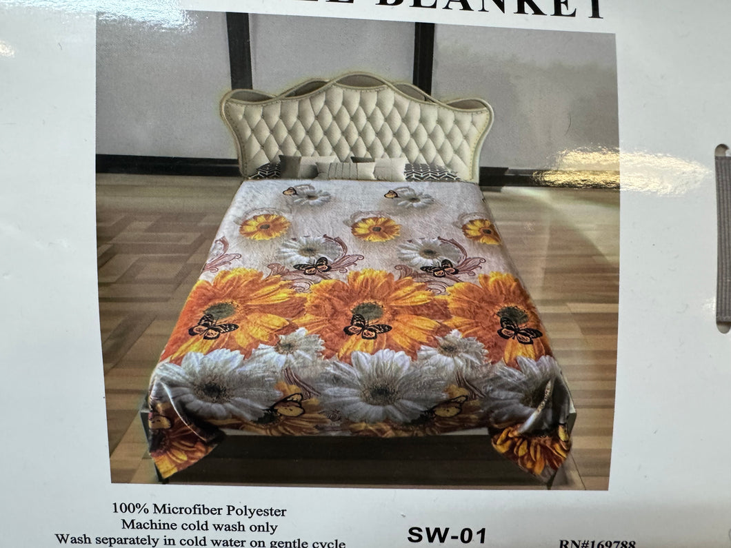 Grey Background Daisy Super Plush Blanket