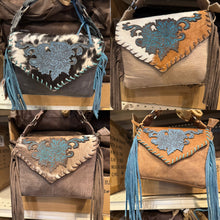 Load image into Gallery viewer, BA2068 Floral Stitched Fringe Envelope Purse
