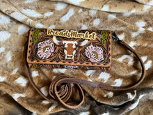 Load image into Gallery viewer, Pink Floral Longhorn Tooled Wallet Crossbody
