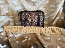 Load image into Gallery viewer, Layla Black &amp; Brown Tooled Speedy Purse
