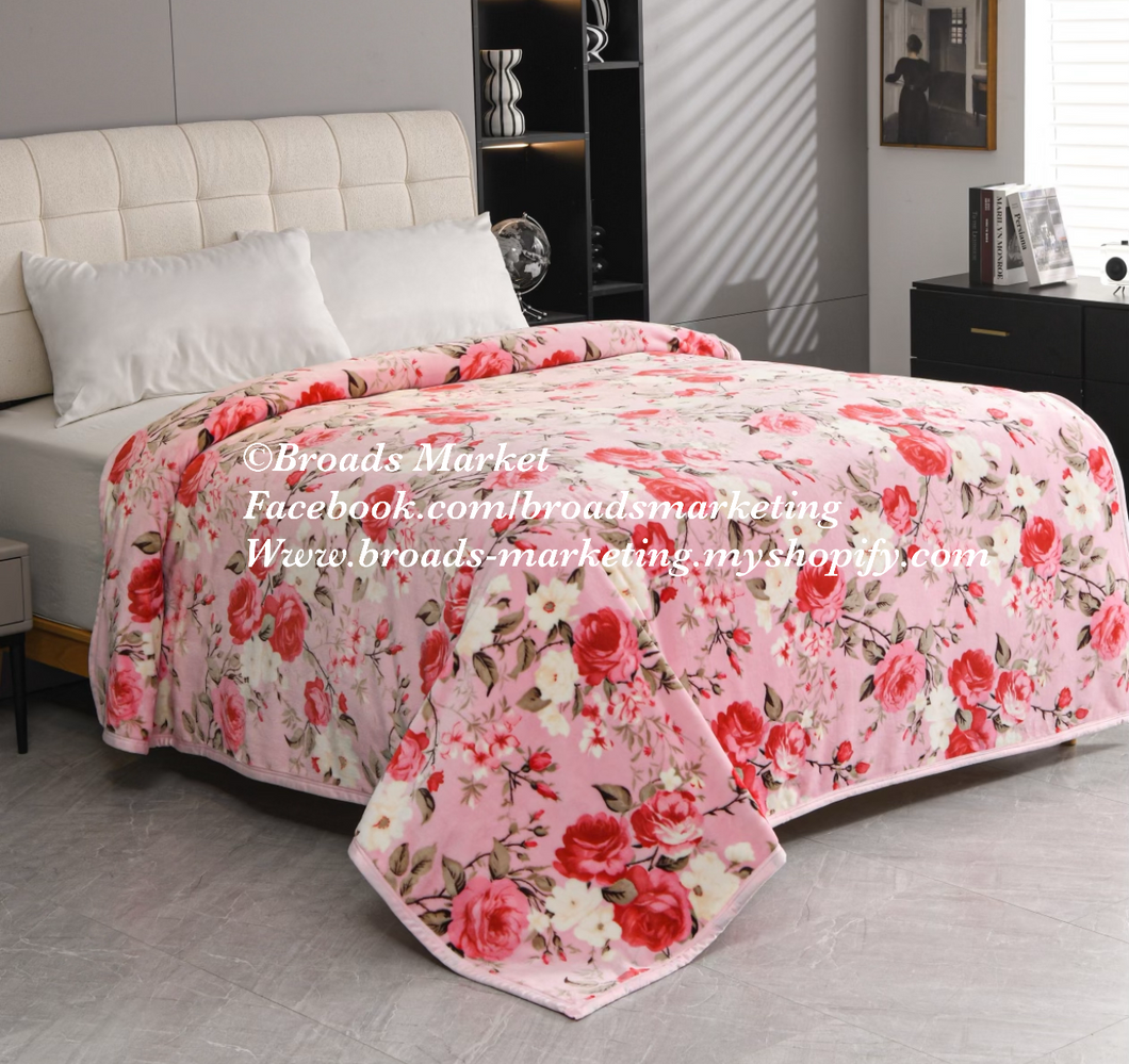 Clara Pink Knockout Roses Super Plush Blanket