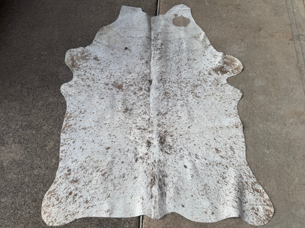 Beige Red Salt & Pepper Cowhide Rug 49x42”