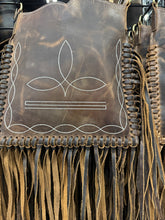 Load image into Gallery viewer, Distressed Leather Fringe Crossbody Purse
