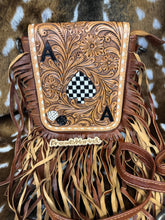 Load image into Gallery viewer, The Joby Spade Checkered Dice Fringe Crossbody Purse
