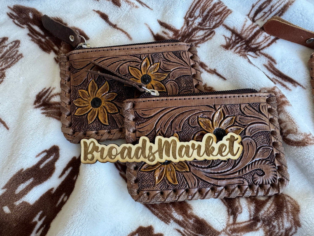 Tooled Cowhide & Leather Coin Purses