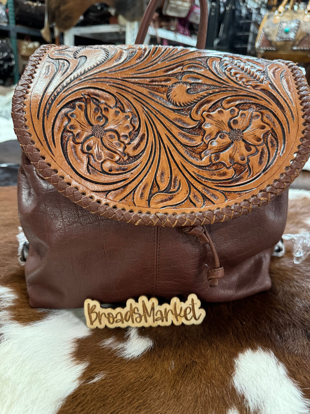 Tooled Leather Concealed Backpack