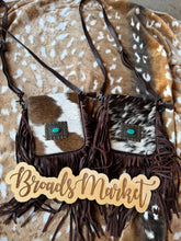 Load image into Gallery viewer, Turquoise Stone Crossbody Fringe Purse
