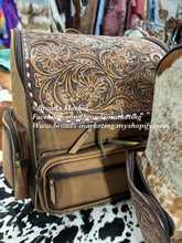 Load image into Gallery viewer, Cowhide &amp; Leather Tooled Large Backpack
