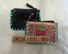 Load image into Gallery viewer, Tooled Cowhide Coin Purses
