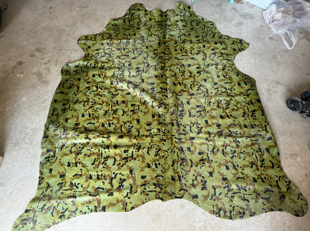 Extremely Rare Camo Printed Cowhide Rug