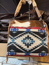 Load image into Gallery viewer, BA2835 Red &amp; Blue Aztec Cowhide Handbag
