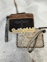 Load image into Gallery viewer, Bootstitch Cowhide &amp; Distressed Leather Wristlet
