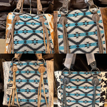 Load image into Gallery viewer, BA2839 Blue Aztec Cowhide Handbag
