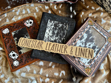 Load image into Gallery viewer, Tooled Leather &amp; Cowhide Binder Portfolios

