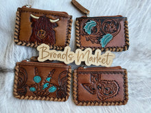 Load image into Gallery viewer, Tooled Leather &amp; Cowhide Coin Purses
