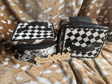 Load image into Gallery viewer, Checkered Cowhide Cosmetic Cases
