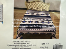 Load image into Gallery viewer, Blue &amp; White Aztec Super Plush Blanket
