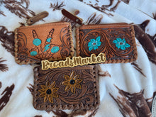 Load image into Gallery viewer, Tooled Cowhide &amp; Leather Coin Purses
