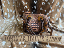 Load image into Gallery viewer, Sadie Sunflower Tooled Leather Speedy Crossbody Purse
