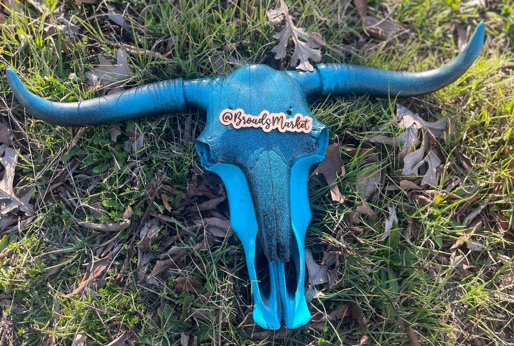 Danny Turquoise Splatter Cowskull