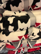 Load image into Gallery viewer, Queen Red Aztec Cow Print Plush Blanket
