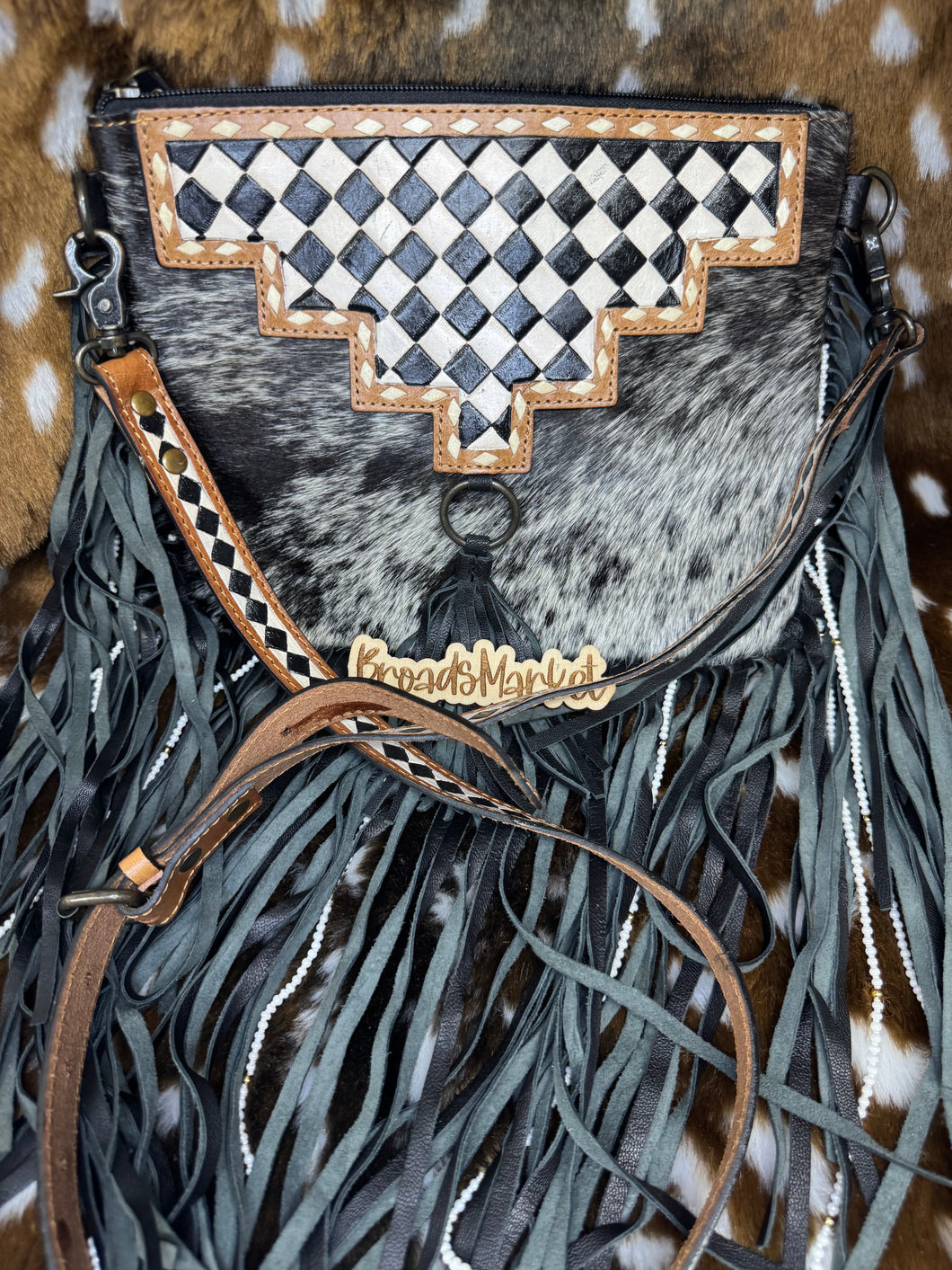 The Pearl Checkered Cowhide Crossbody Purse