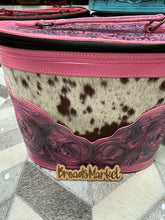 Load image into Gallery viewer, Cowhide &amp; Tooled Leather Cosmetic Jewelry Travel Cases
