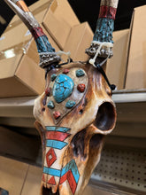 Load image into Gallery viewer, Aztec Deer Turquoise Cowskull
