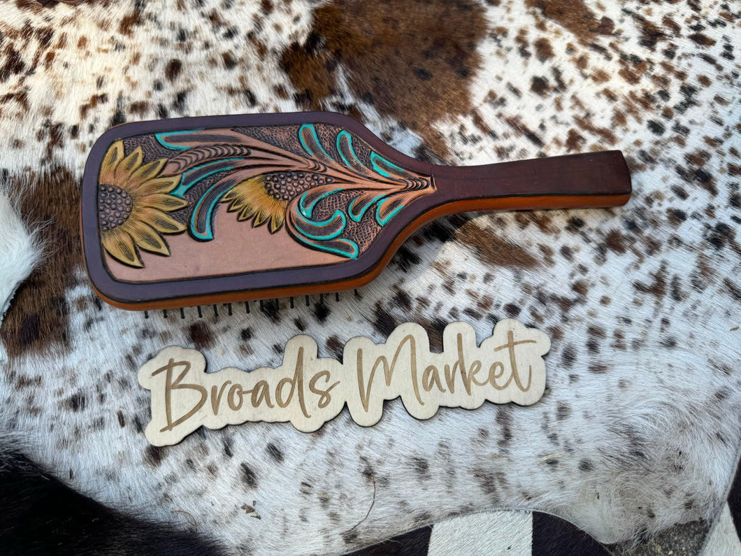 Tooled Leather Hairbrushes