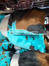 Load image into Gallery viewer, Twin Turquoise Cow Plush Blanket

