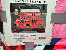 Load image into Gallery viewer, Queen Pink Aztec Plush Blanket
