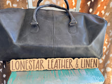 Load image into Gallery viewer, Black Leather Sunflower Tooled Leather Duffle Overnight Bag

