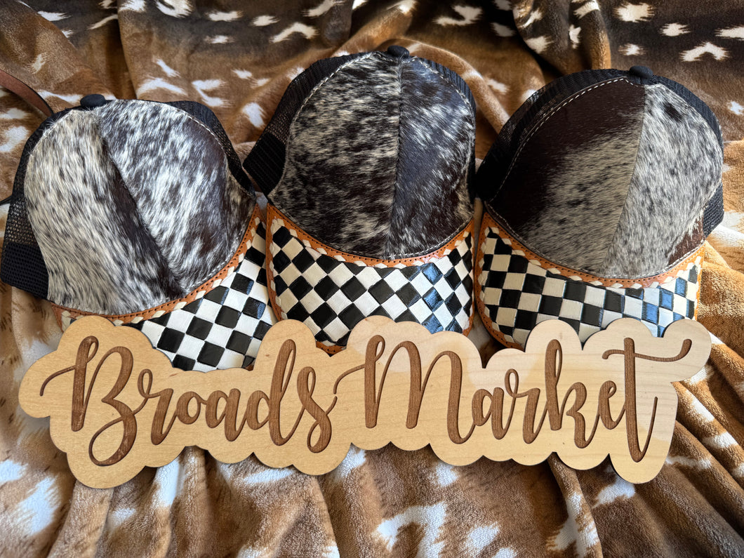 Cowhide Checkered Snap Back Baseball Hat