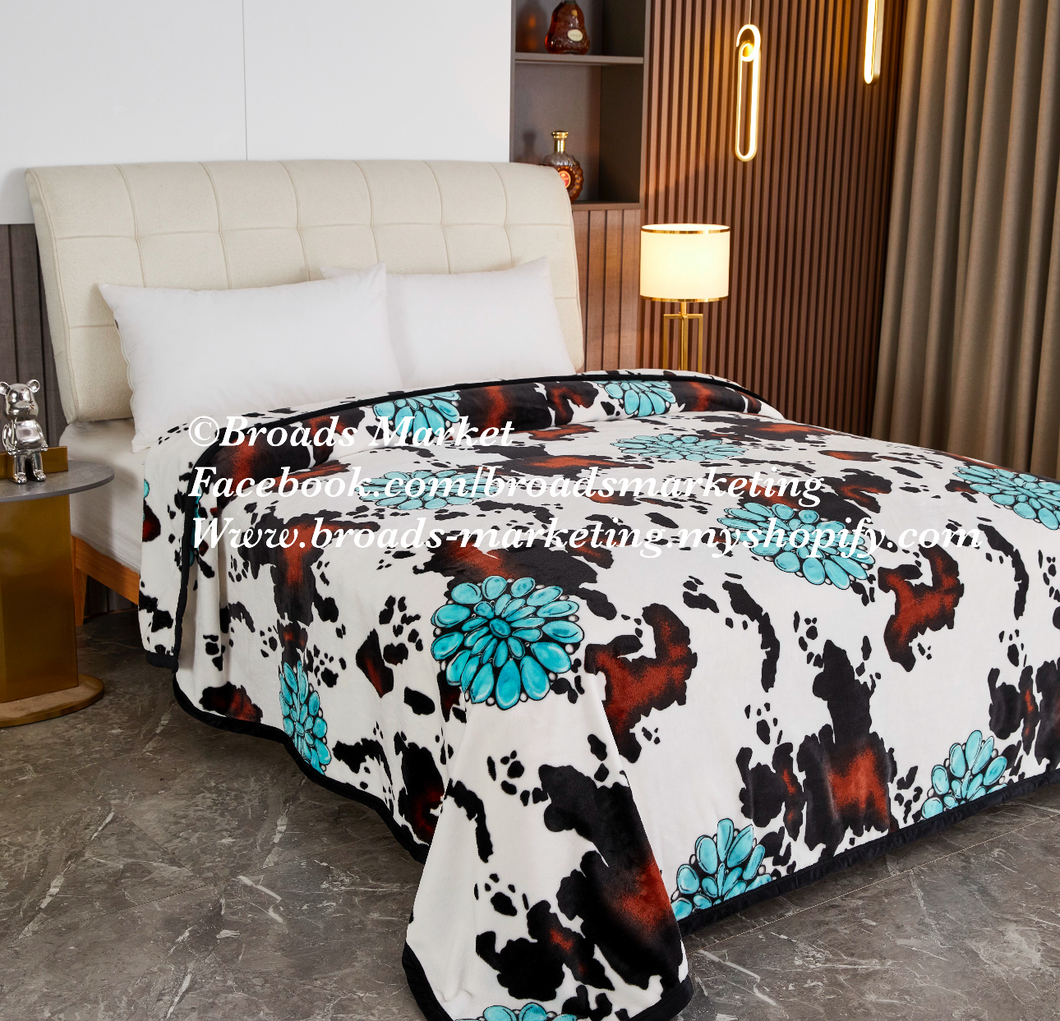 Concho Cow Print Super Plush Blanket