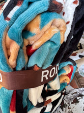 Load image into Gallery viewer, Rodeo Aztec Cow Turquoise Super Plush Blanket
