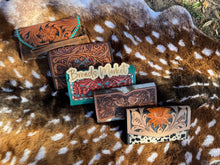 Load image into Gallery viewer, Tooled Leather &amp; Cowhide Wallets
