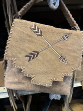 Load image into Gallery viewer, Suede Leather Fringe Arrow Crossbody Purse
