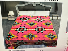 Load image into Gallery viewer, Queen Pink Aztec Plush Blanket
