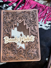 Load image into Gallery viewer, Tooled Cowhide Planner Portfolios
