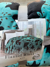 Load image into Gallery viewer, Turquoise Cow Print Super Plush Blanket

