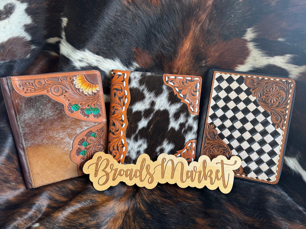 Cowhide Leather & Checkered Planner Portfolios