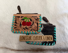 Load image into Gallery viewer, Tooled Cowhide Coin Purses
