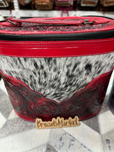 Load image into Gallery viewer, Cowhide &amp; Tooled Leather Cosmetic Jewelry Travel Cases
