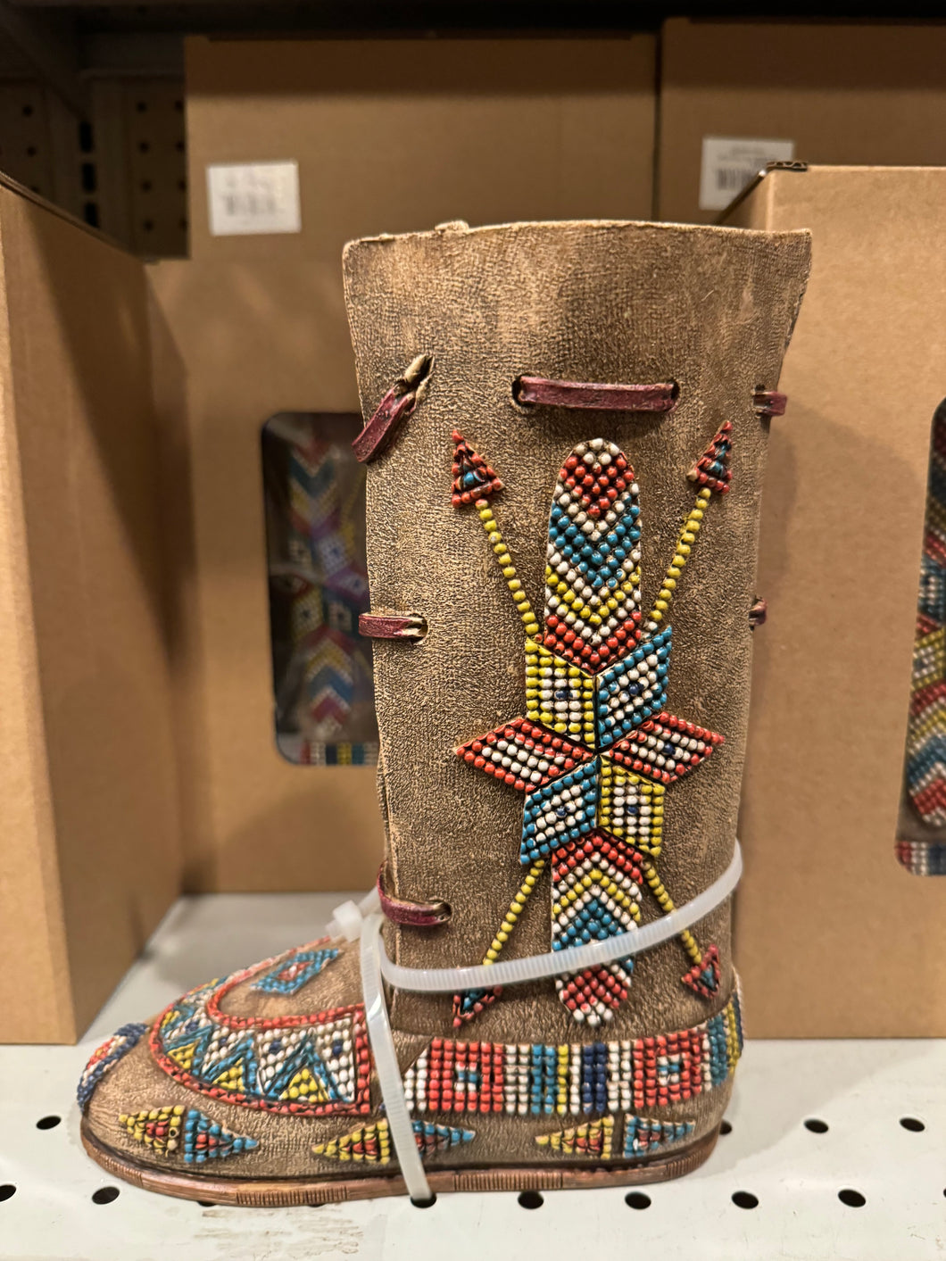 Native Moccasin Boot Vase